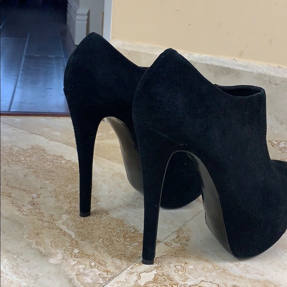 Black suede platform booties - Picture 3 of 7